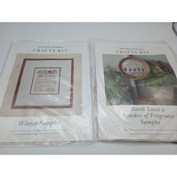 BHG Crafts Kit Counted Cross Stitch Samplers Winter Garden Lot Of 2 - Picture 1 of 7